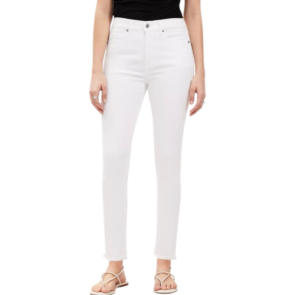 NWT Loft Curvy High Rise Skinny Jeans White Women’s 25 Ankle Length Frayed Hem